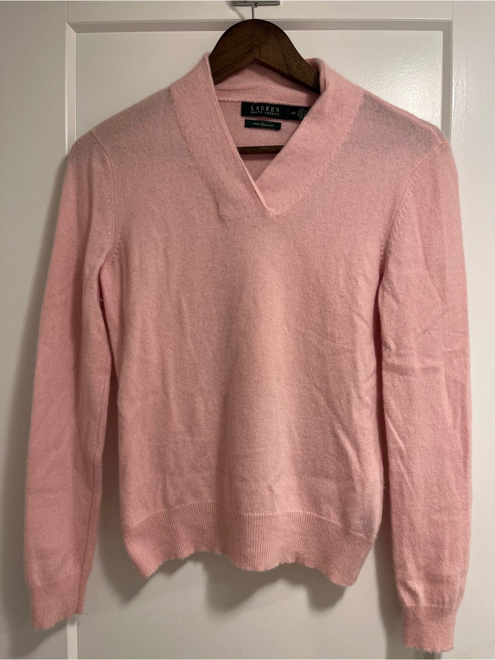 Lauren Ralph Lauren Pink V-Neck 100% Cashmere Sweater